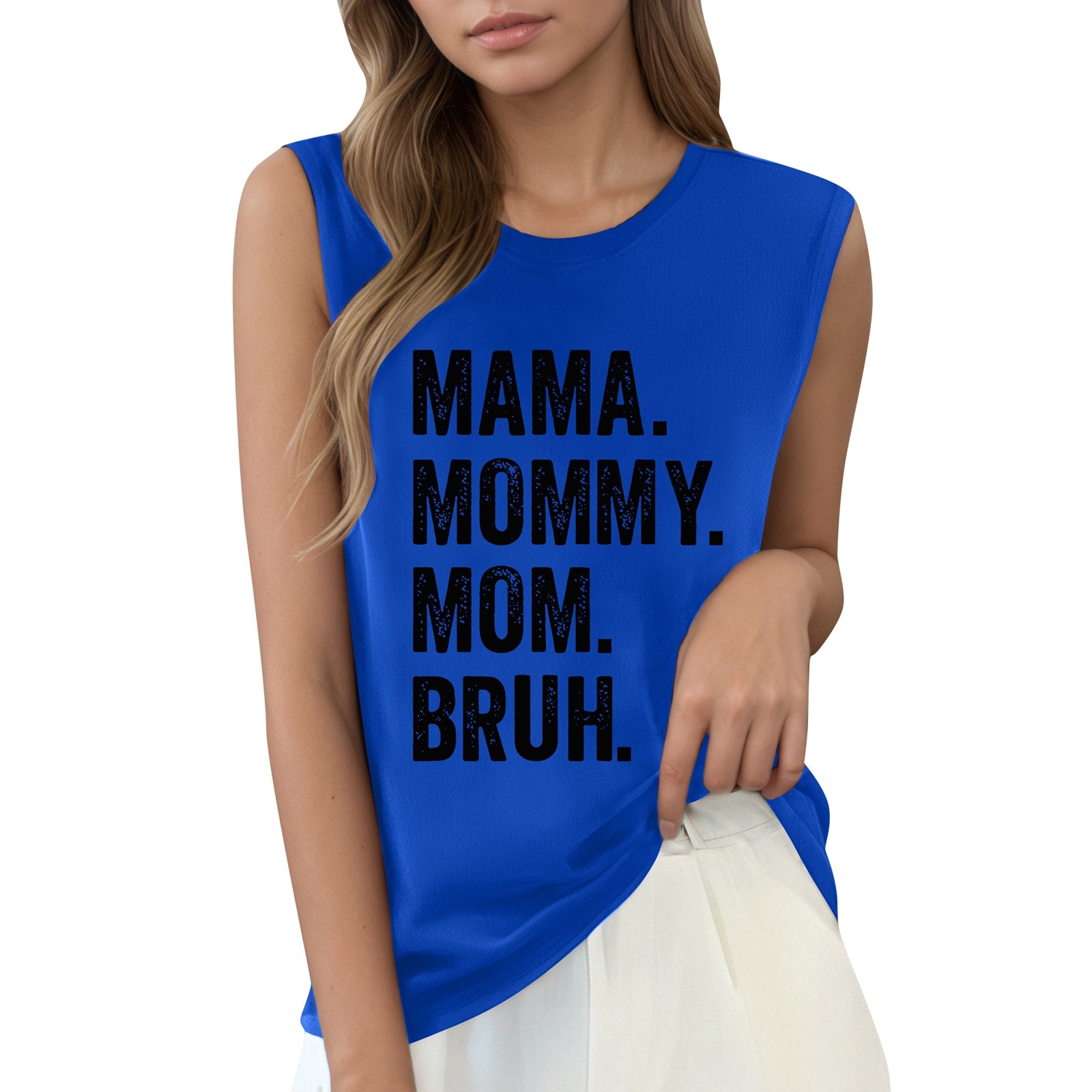 thumbnail image 1 of Camiseta sin mangas con estampado de letras para mujer: camiseta informal de verano con diseño moderno, versátil con vaqueros, fácil de cuidar, 1 of 2